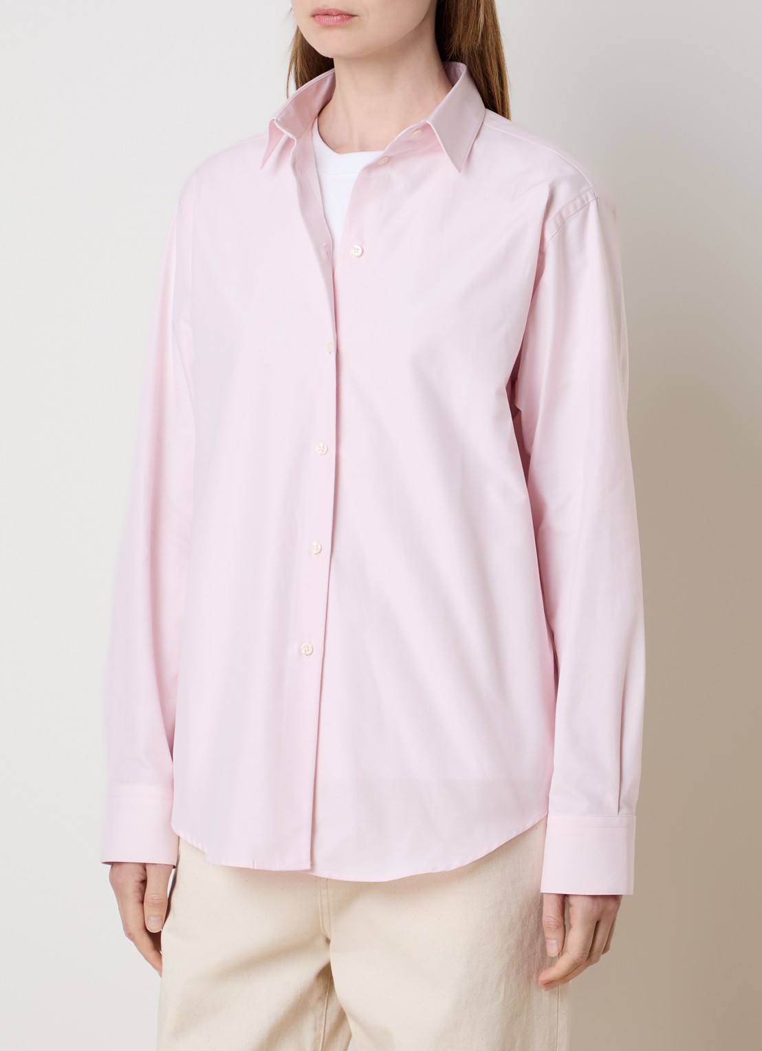 Róhe Blouse met kraag - detail 2 lichtroze