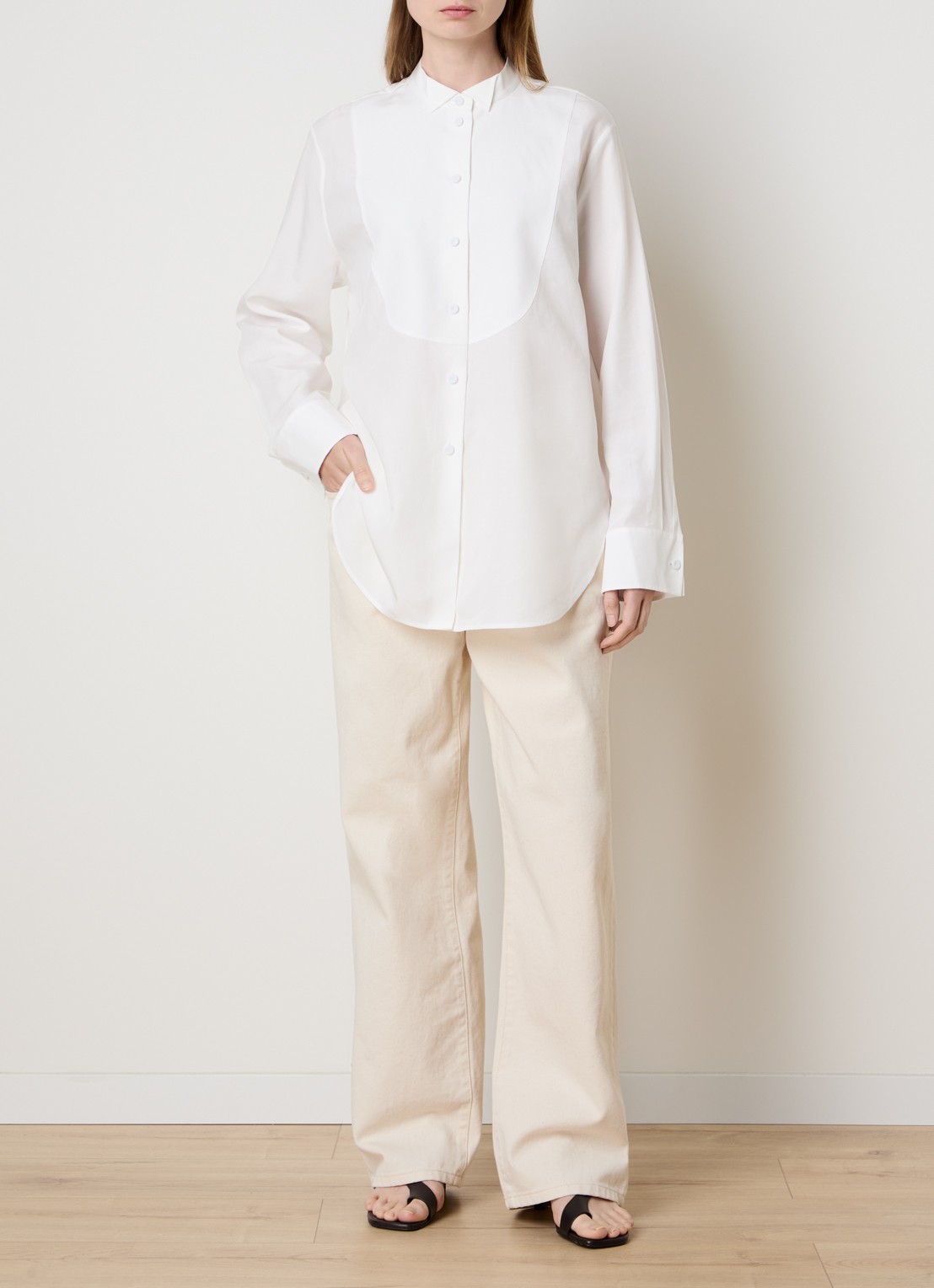 Róhe Blouse met kraag - voorkant 5 gebroken wit