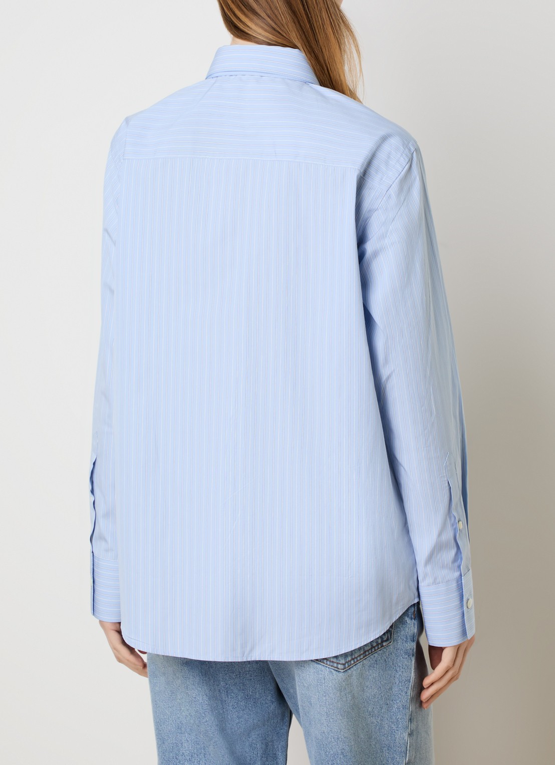 Róhe Blouse met streepprint - achterkant 5 blauwgrijs