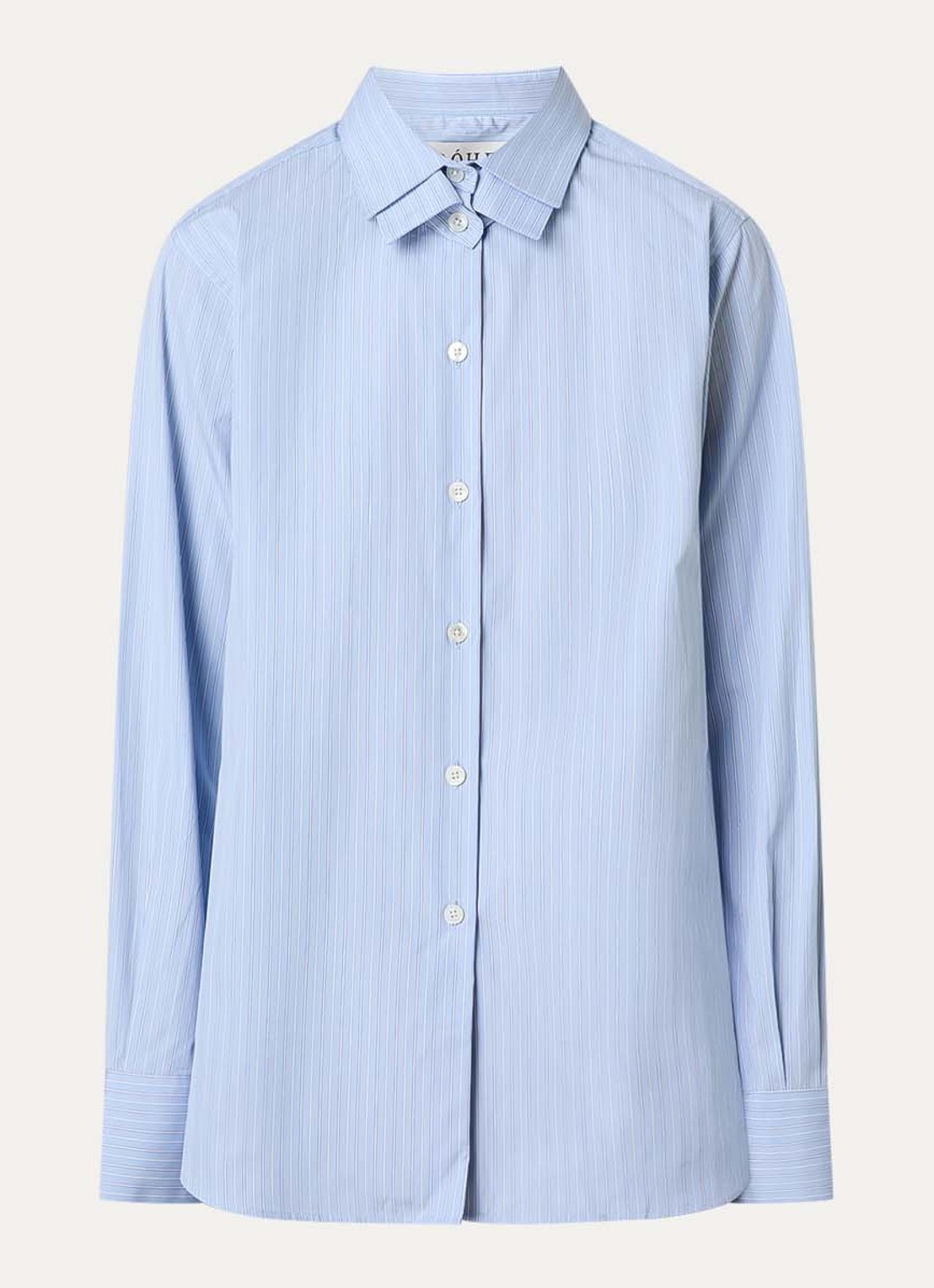 Róhe Blouse met streepprint - voorkant 3 blauwgrijs