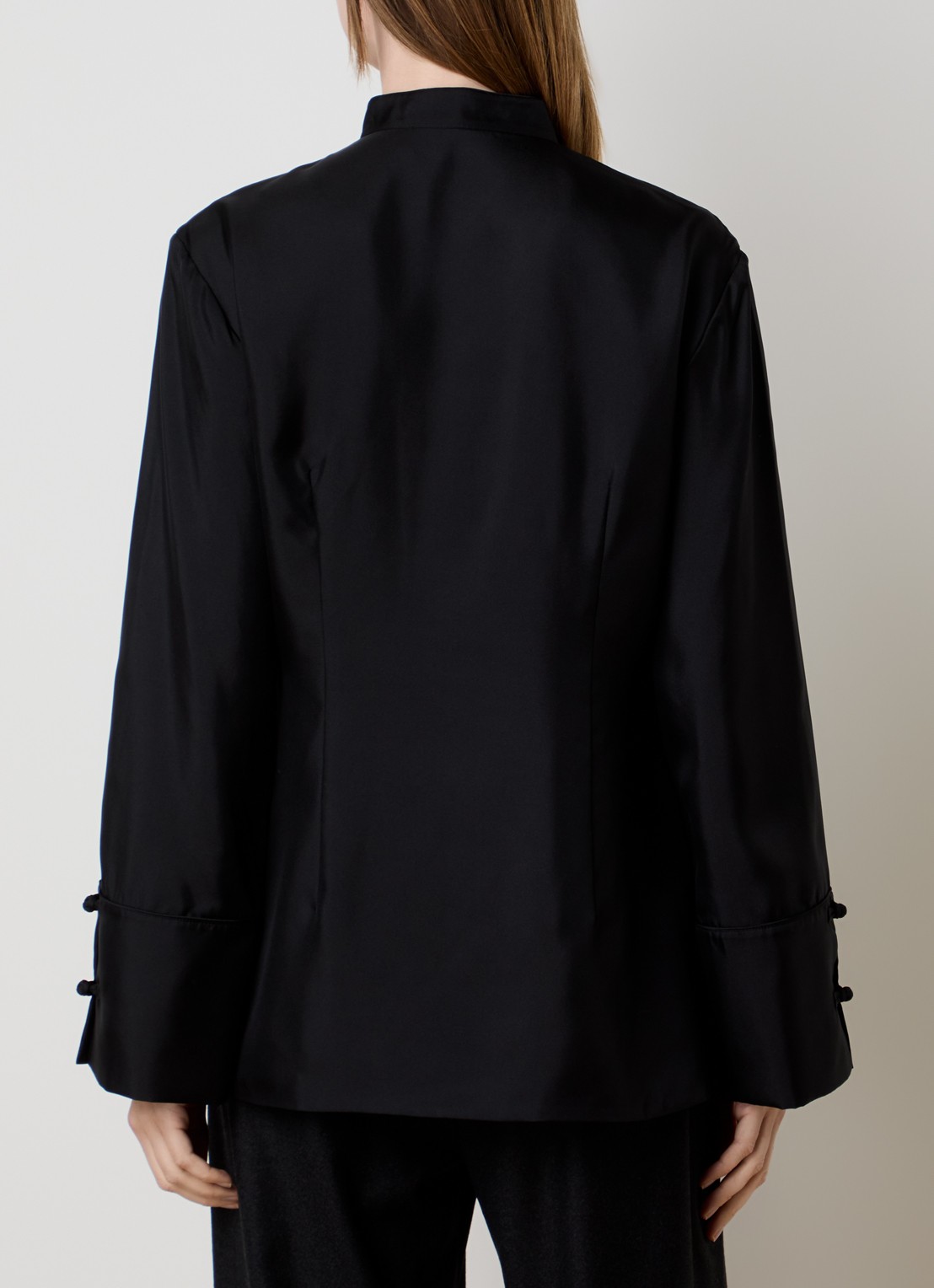 Róhe Blouse van zijde met overslag - achterkant zwart