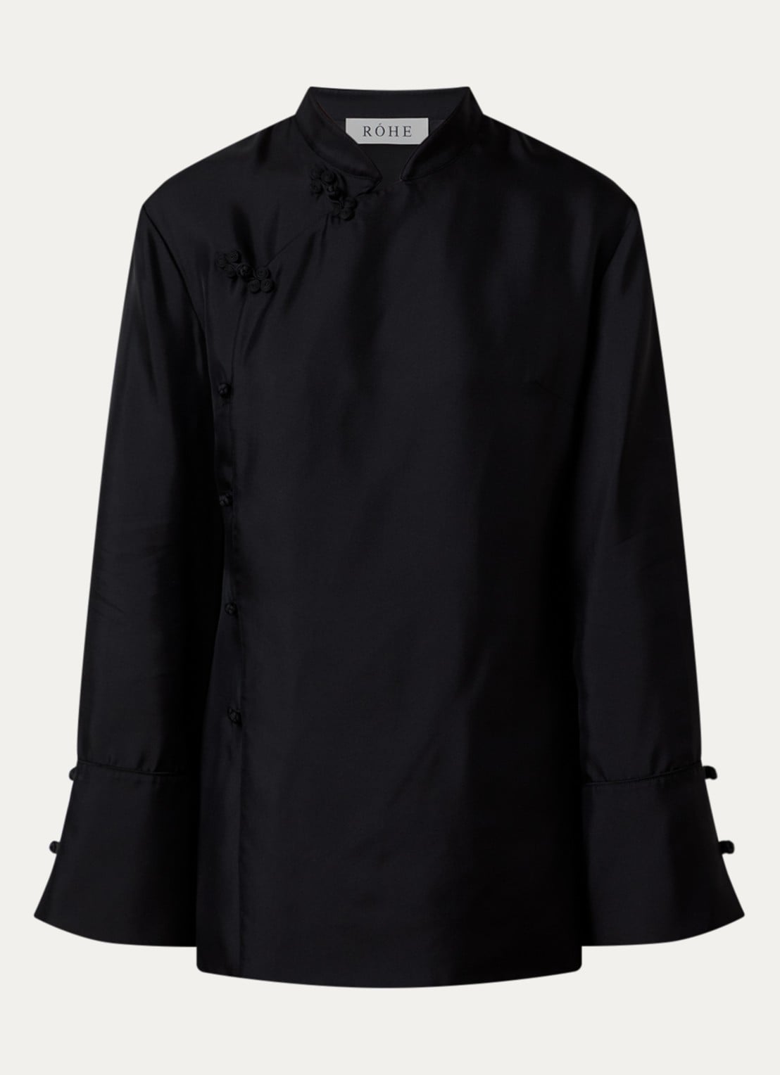 Róhe Blouse van zijde met overslag - voorkant 4 zwart