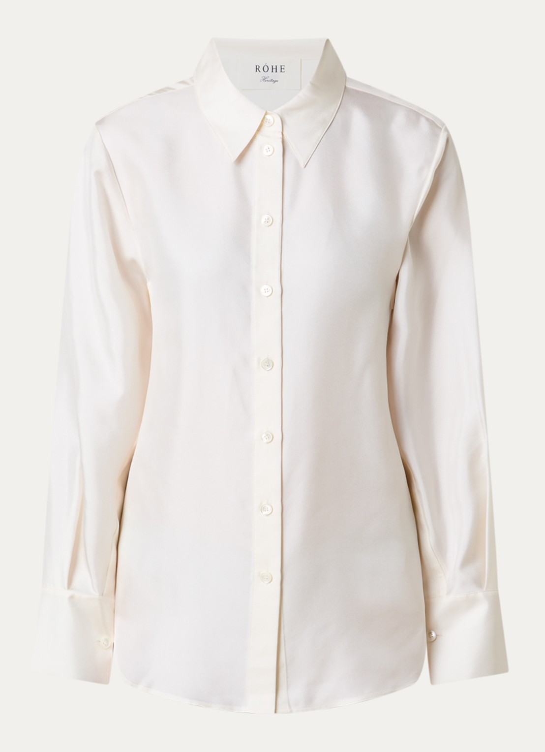 Róhe Blouse van zijde - voorkant gebroken wit