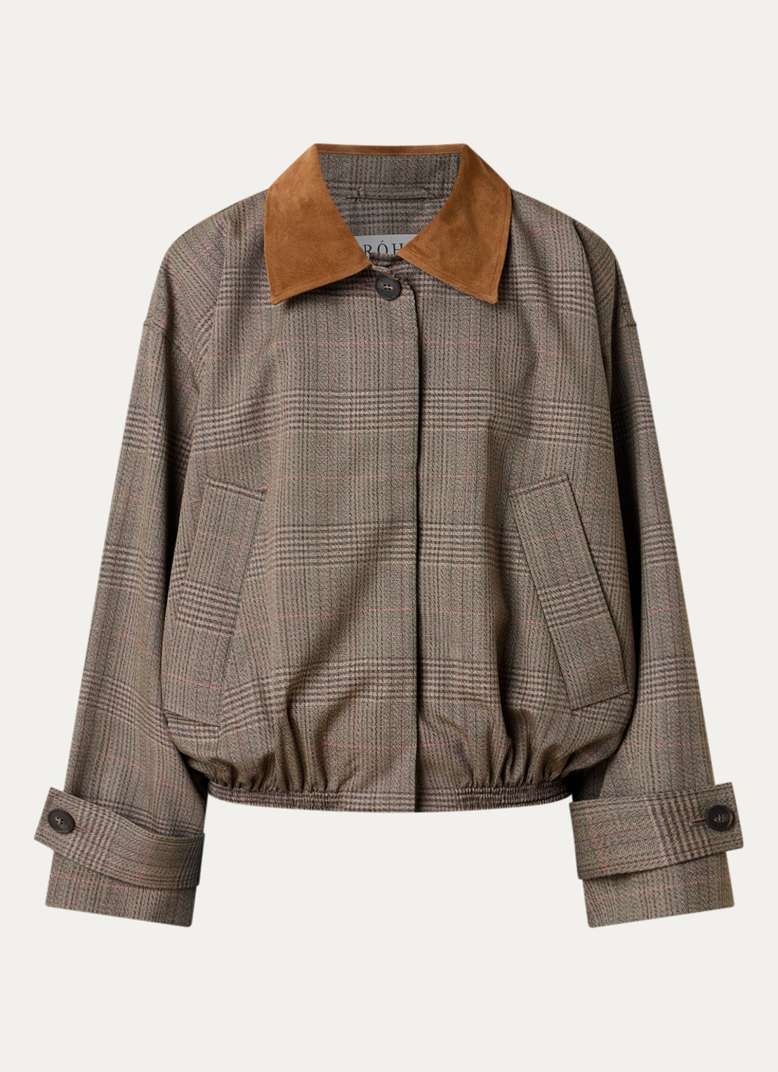 Róhe Blouson jack van scheerwol met paspelzakken en details van kalfssuède - voorkant bruin
