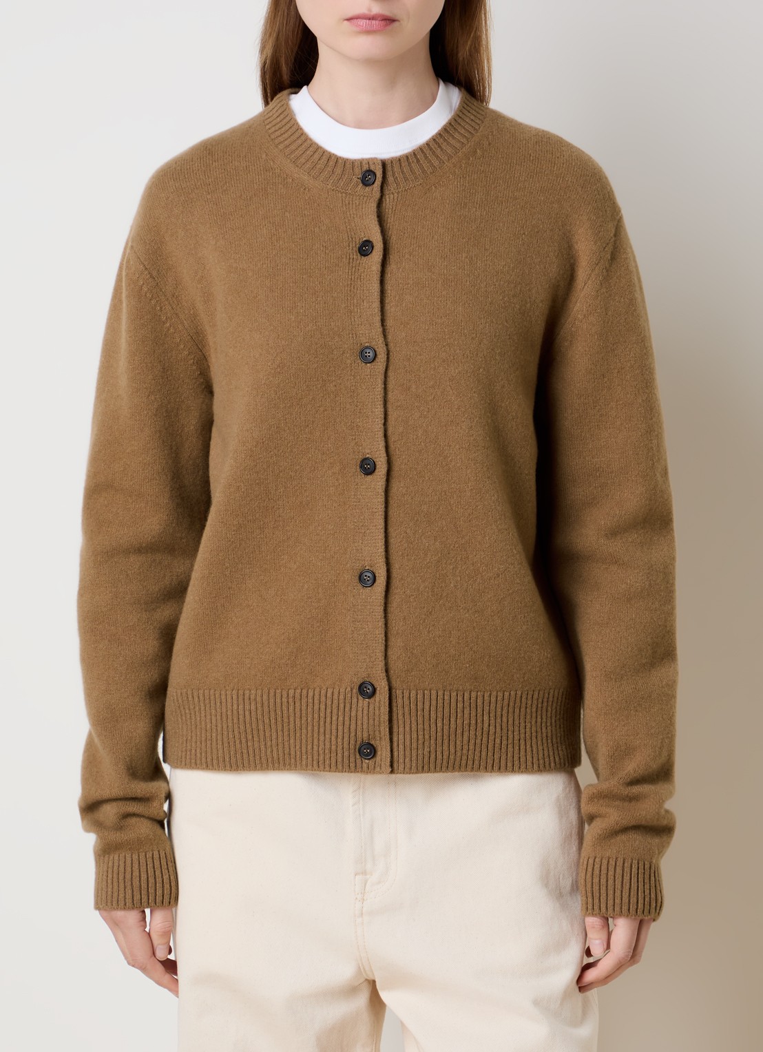 Róhe Fijngebreid vest in kasjmierblend - detail 3 camel