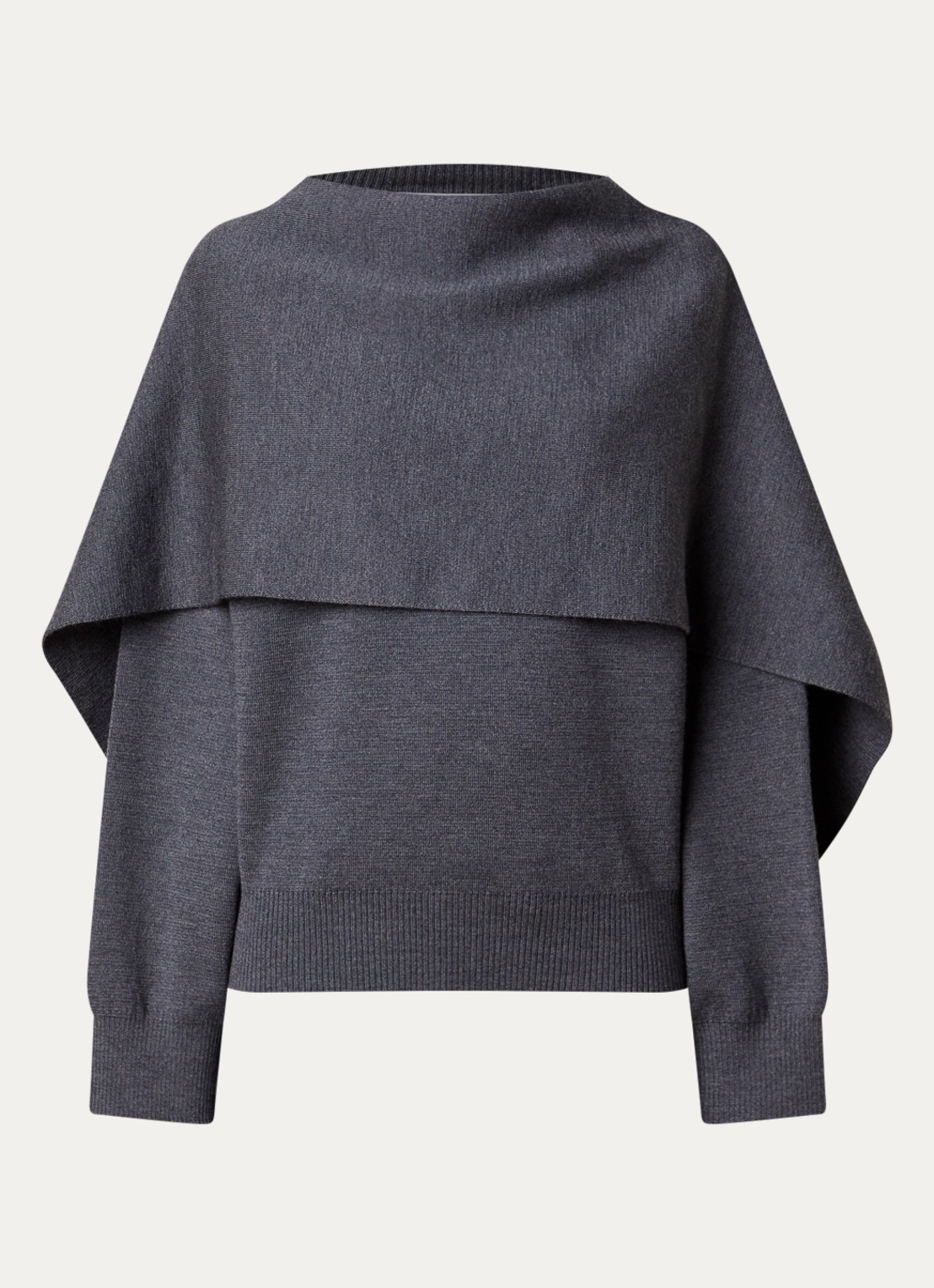 Róhe Fijngebreide pullover van scheerwol met gedrapeerd detail - voorkant 3 donkergrijs