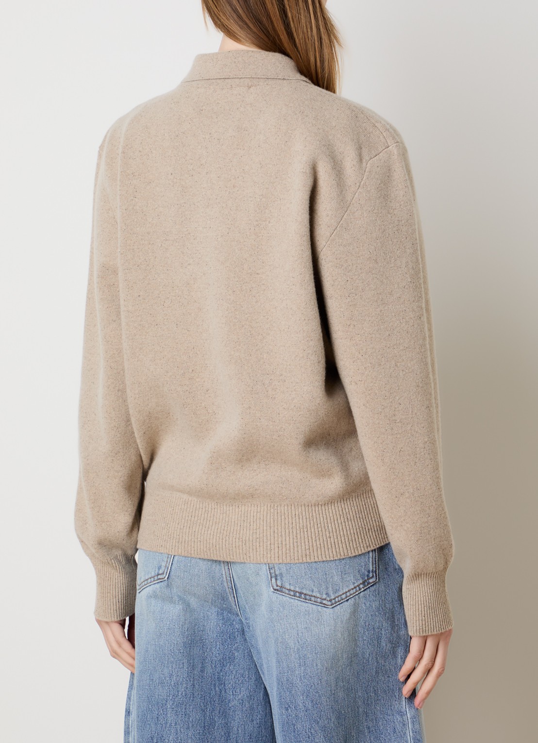 Róhe Fijngebreide trui in zijdeblend - achterkant 3 beige