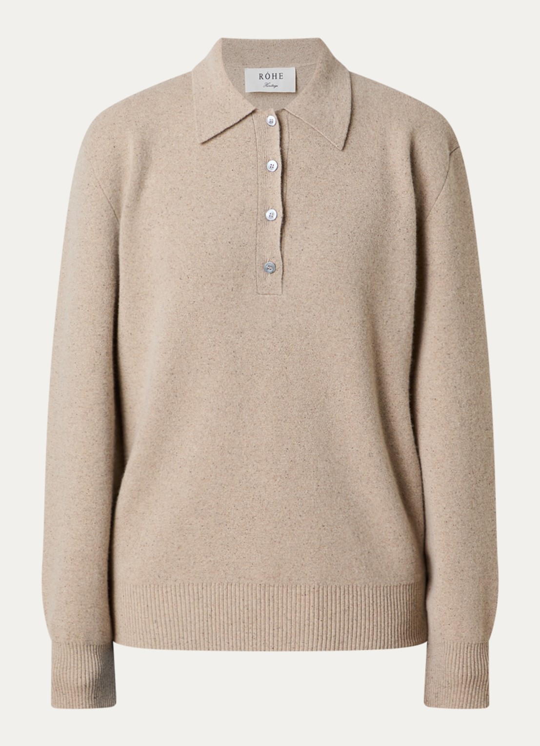 Róhe Fijngebreide trui in zijdeblend - voorkant 4 beige