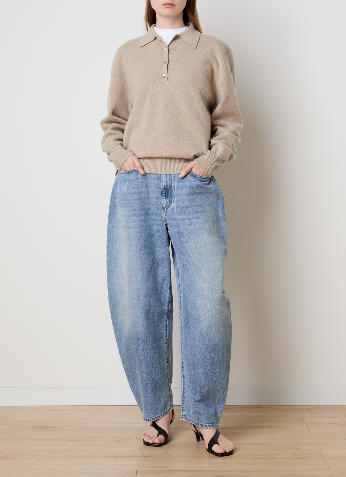 Róhe Fijngebreide trui in zijdeblend - voorkant 5 beige