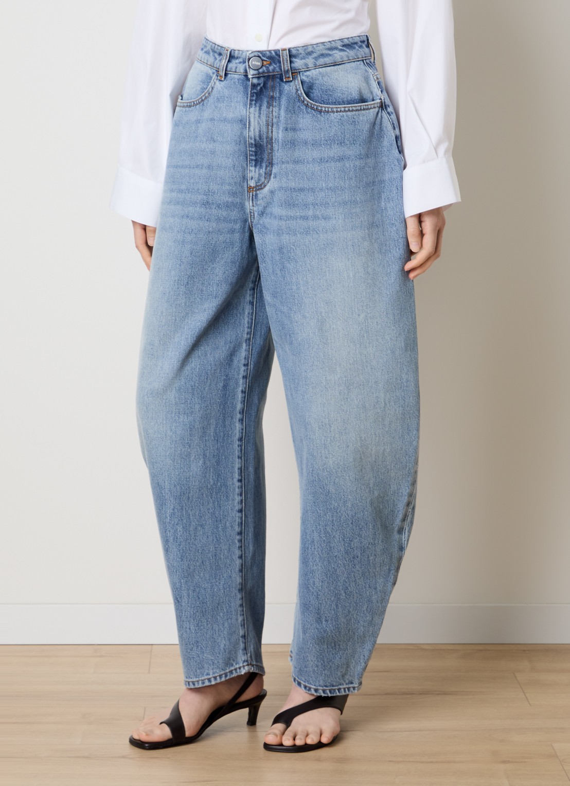 Róhe High waist balloon fit jeans met medium wassing - detail 4 indigo