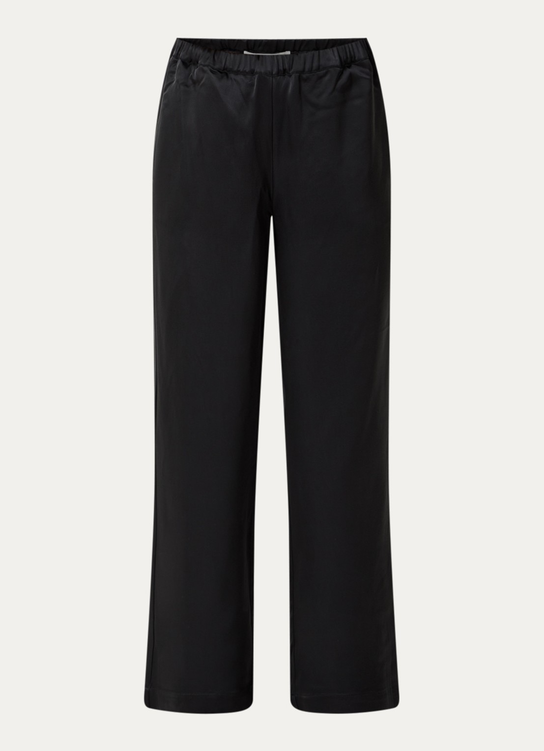 Róhe High waist flared fit broek van satijn - voorkant zwart