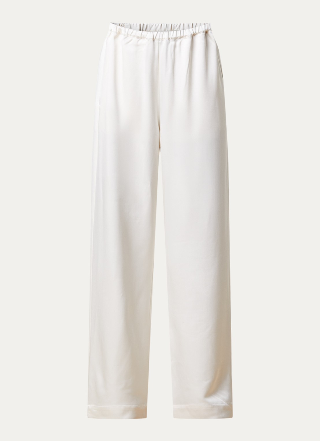 Róhe High waist flared fit broek van satijn - voorkant 4 gebroken wit