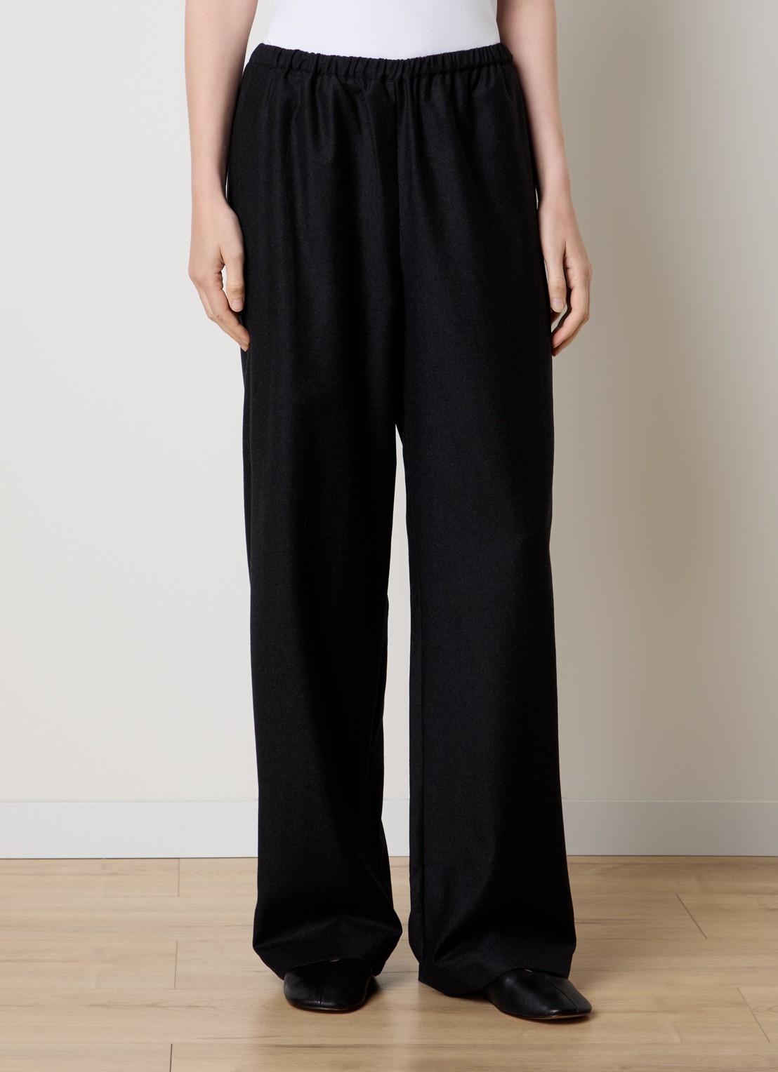 Róhe High waist loose fit pantalon van scheerwol - detail 2 antraciet