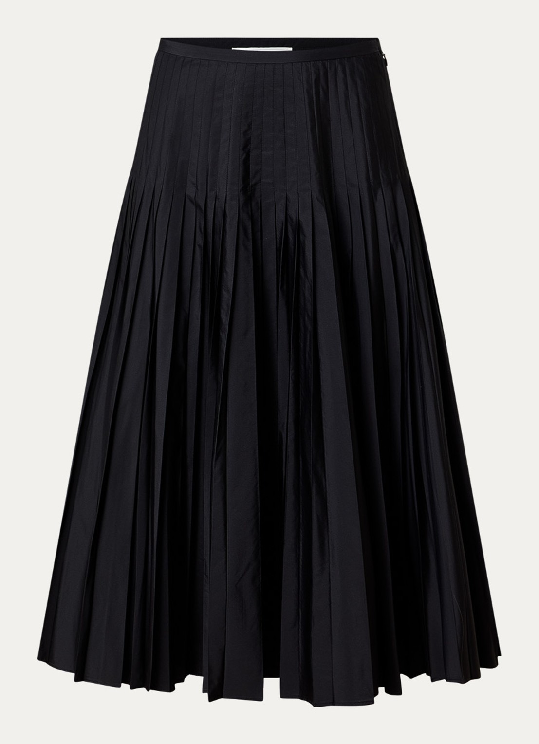 Róhe High waist midi A-lijn rok met plissé - voorkant 2 zwart