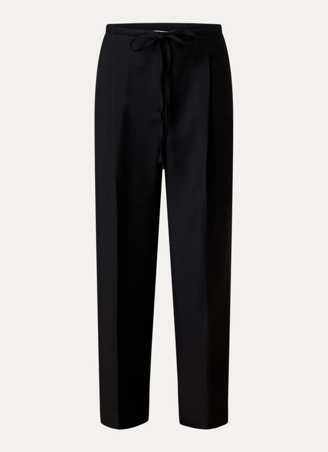 Róhe High waist straight fit pantalon in wolblend met persplooi - voorkant 4 zwart