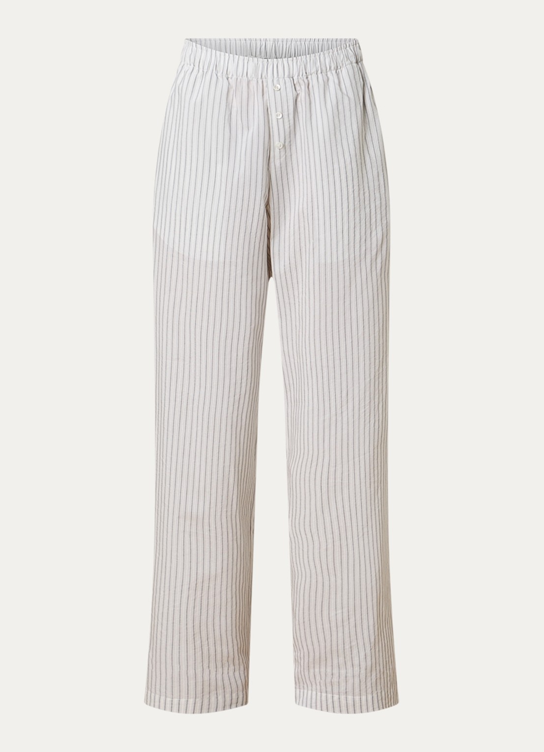 Róhe High waist wide fit broek in zijdeblend met streepprint - voorkant 3 gebroken wit