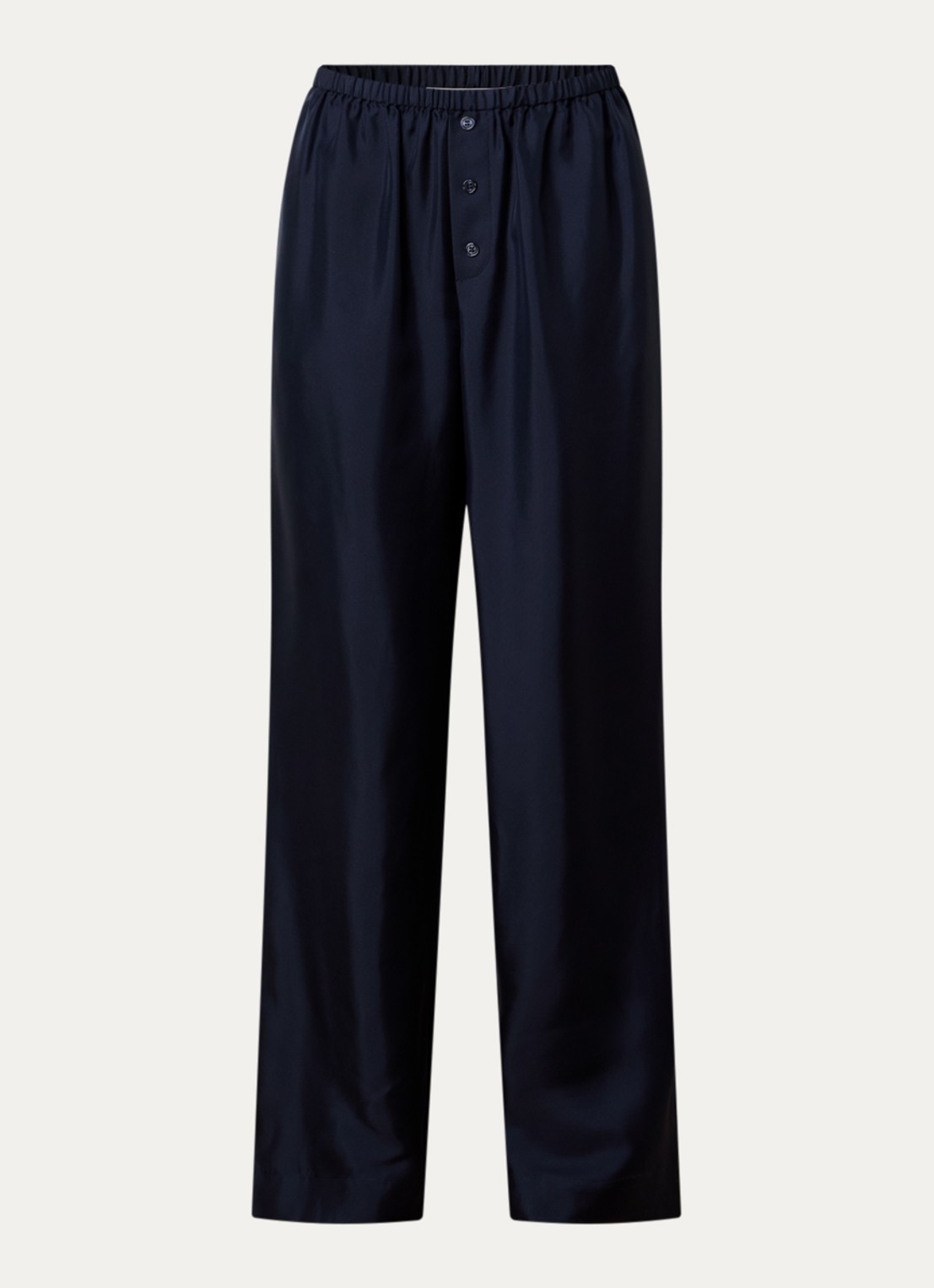Róhe High waist wide fit pantalon van zijde - voorkant 2 donkerblauw