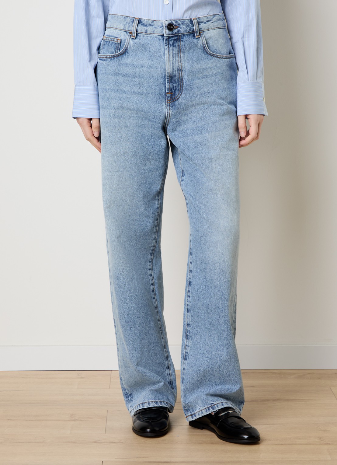 Róhe Low waist loose fit jeans met steekzakken - detail 2 indigo