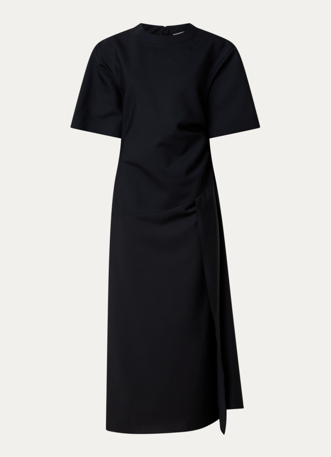 Róhe Maxi jurk met split en ronde hals - voorkant 4 zwart