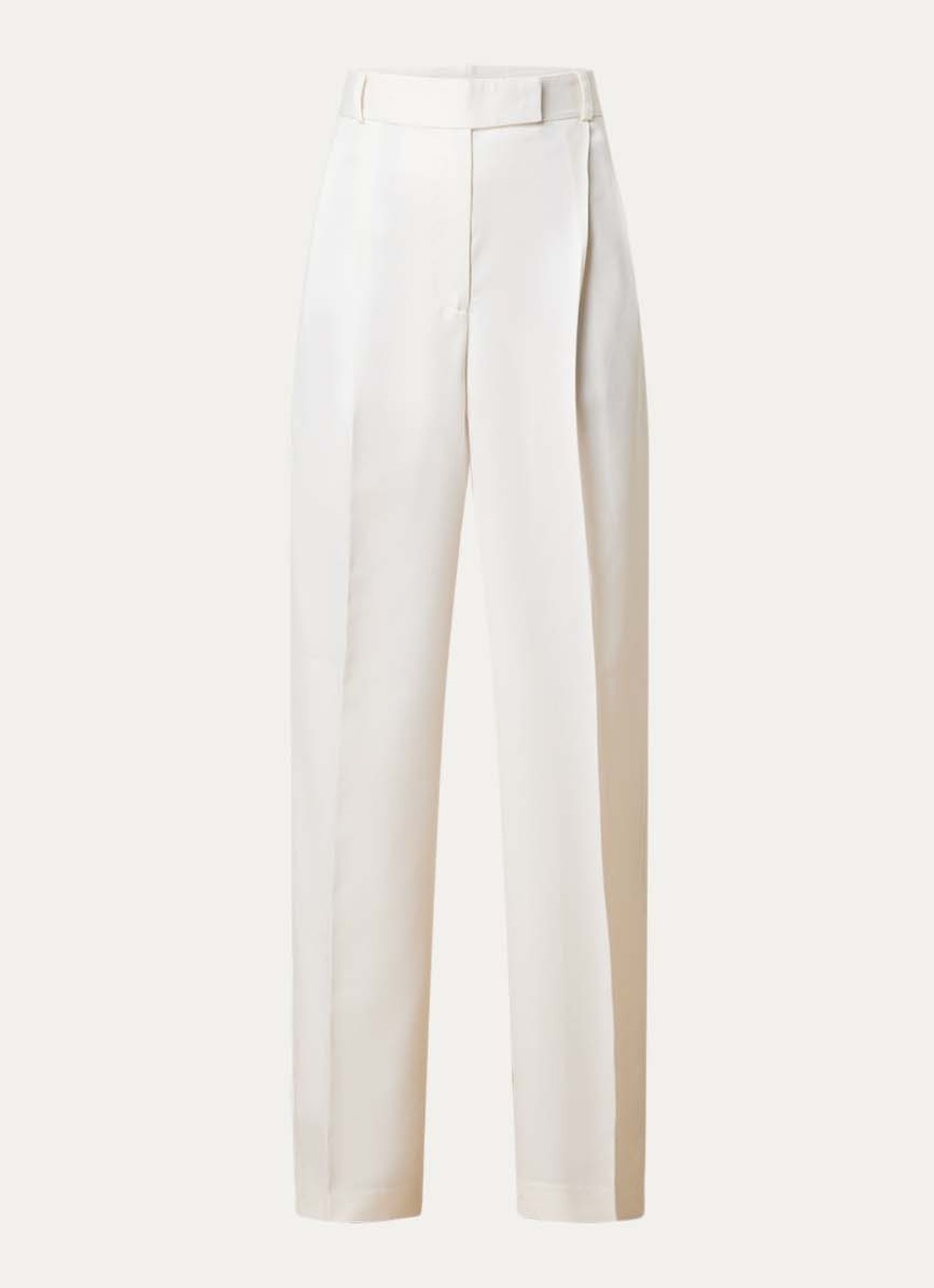 Róhe Mid waist straight fit pantalon in wolblend met persplooi - voorkant 2 gebroken wit
