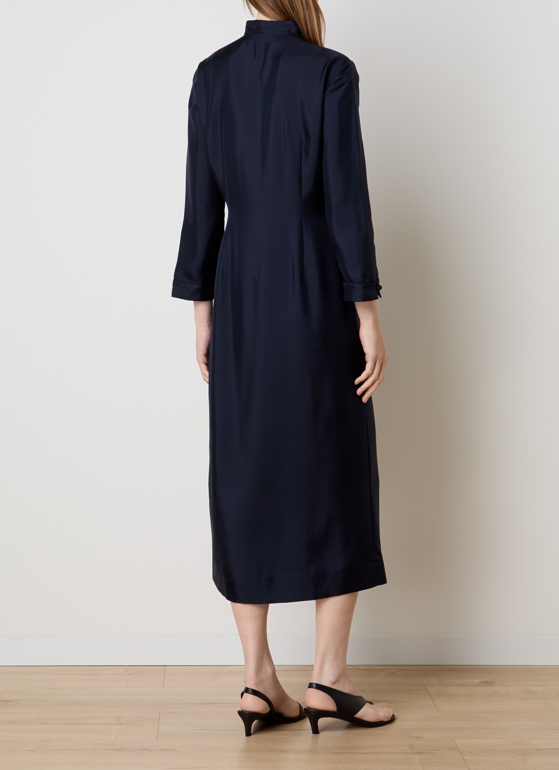 Róhe Midi jurk met overslag - achterkant 5 donkerblauw