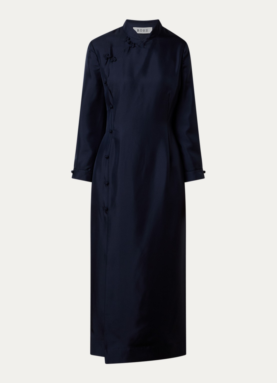 Róhe Midi jurk met overslag - voorkant donkerblauw