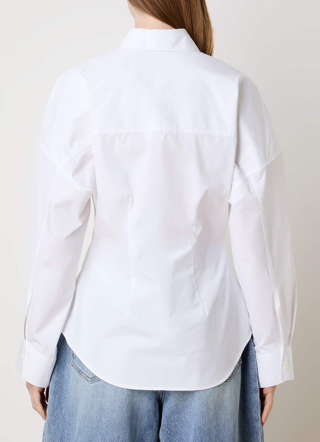 Róhe Uneven blouse met kraag - achterkant wit