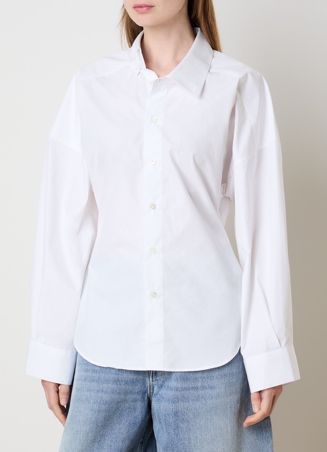 Róhe Uneven blouse met kraag - detail 2 wit
