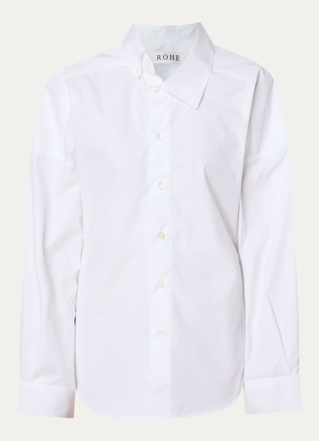 Róhe Uneven blouse met kraag - voorkant 4 wit