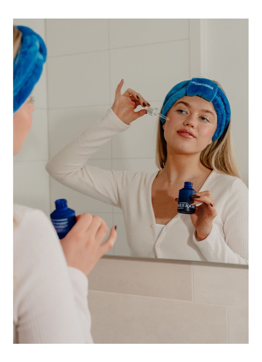 ROQUEBRUN. Headband - haarband - detail blauw