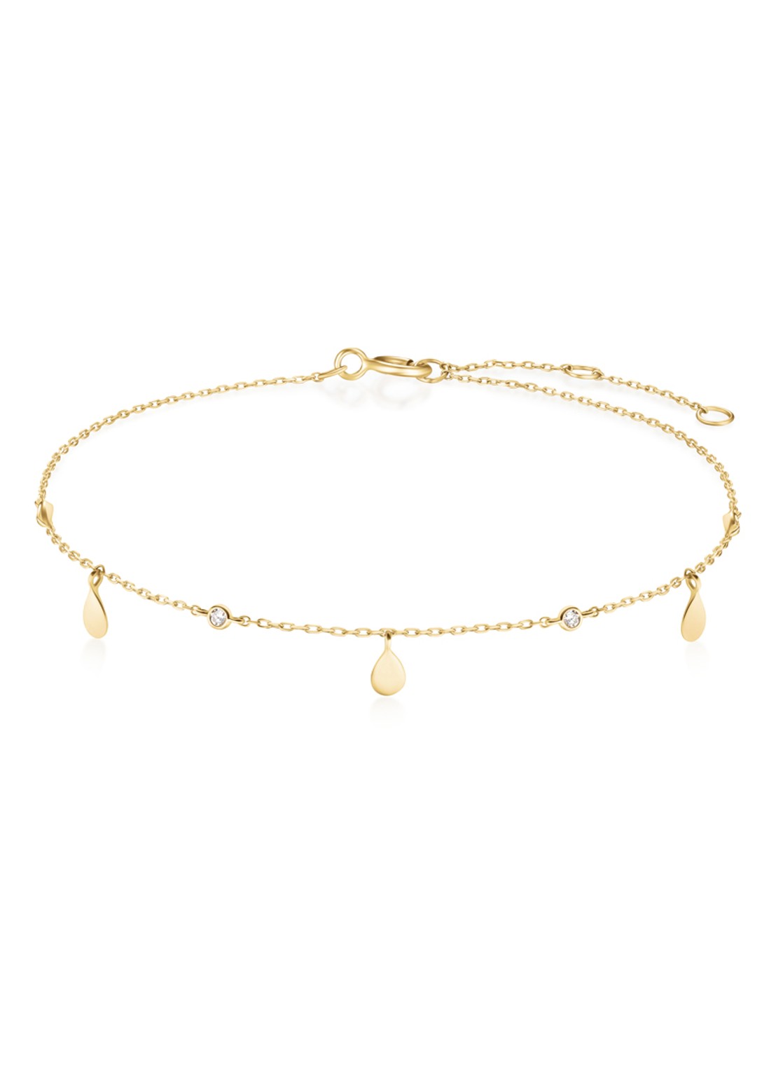 Rosefield Dangling Drops armband van 14 karaat geelgoud - voorkant goud