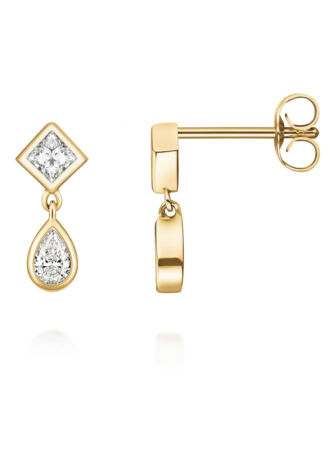 Rosefield Dangling oorstekers van 14 karaat geelgoud - detail 3 goud