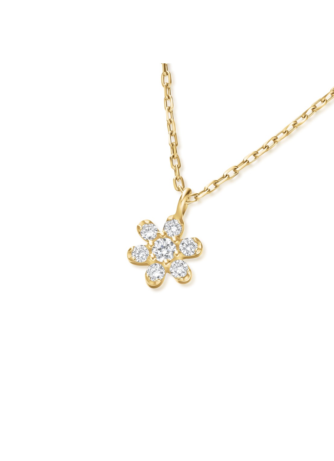 Rosefield Flower ketting van 14 karaat geelgoud - voorkant goud
