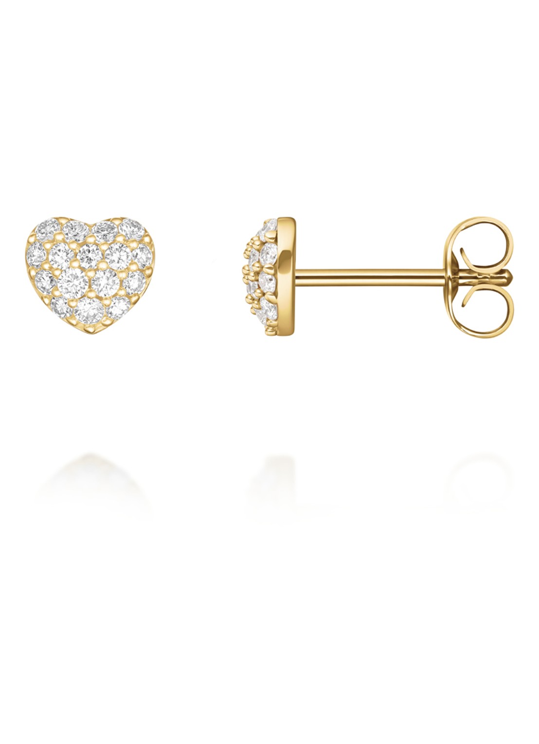 Rosefield  Heart Pave oorknopjes van 14 karaat geelgoud - detail goud