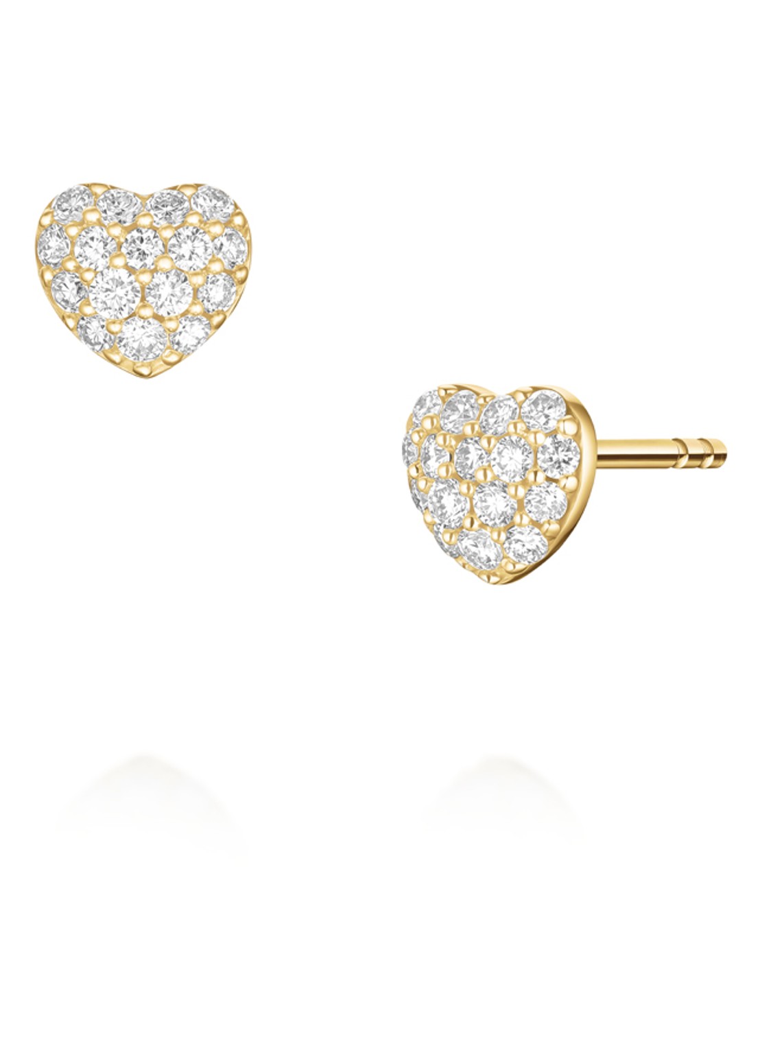 Rosefield  Heart Pave oorknopjes van 14 karaat geelgoud - voorkant 4 goud