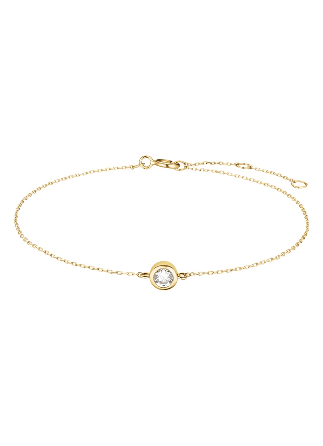 Rosefield Round Solitaire armband van 14 karaat geelgoud - voorkant 4 goud
