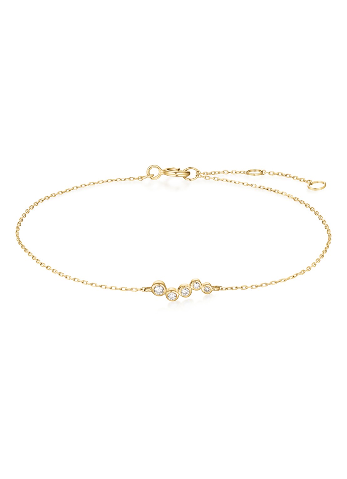 Rosefield Short Wave armband van 14 karaat geelgoud - voorkant goud