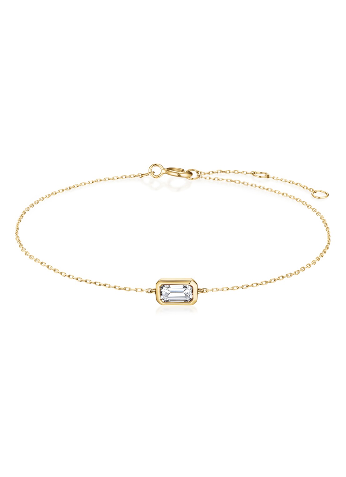 Rosefield Single Square armband van 14 karaat geelgoud - voorkant goud