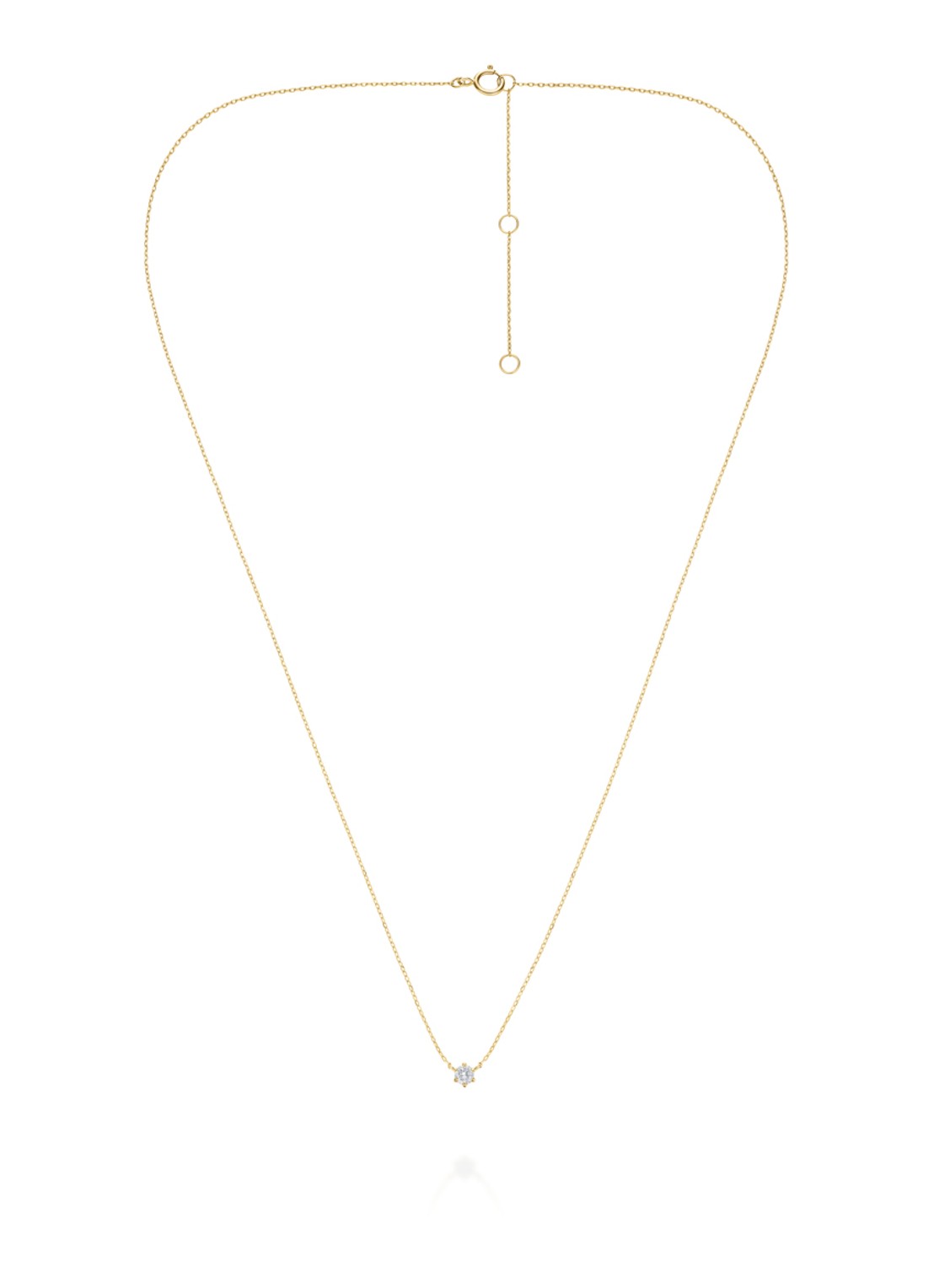 Rosefield Solitaire Prong ketting van 14 karaat geelgoud - detail goud