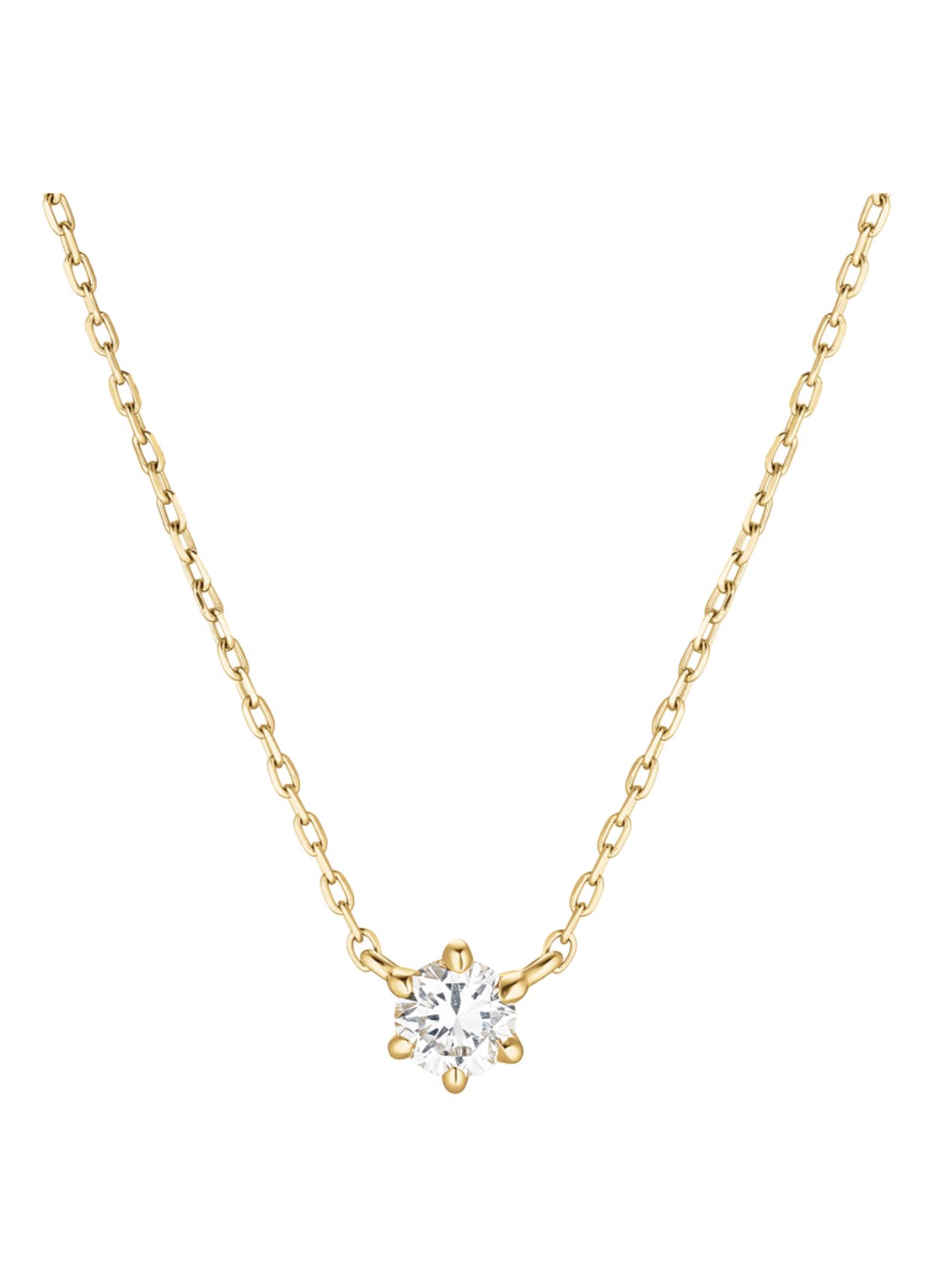 Rosefield Solitaire Prong ketting van 14 karaat geelgoud - voorkant 5 goud