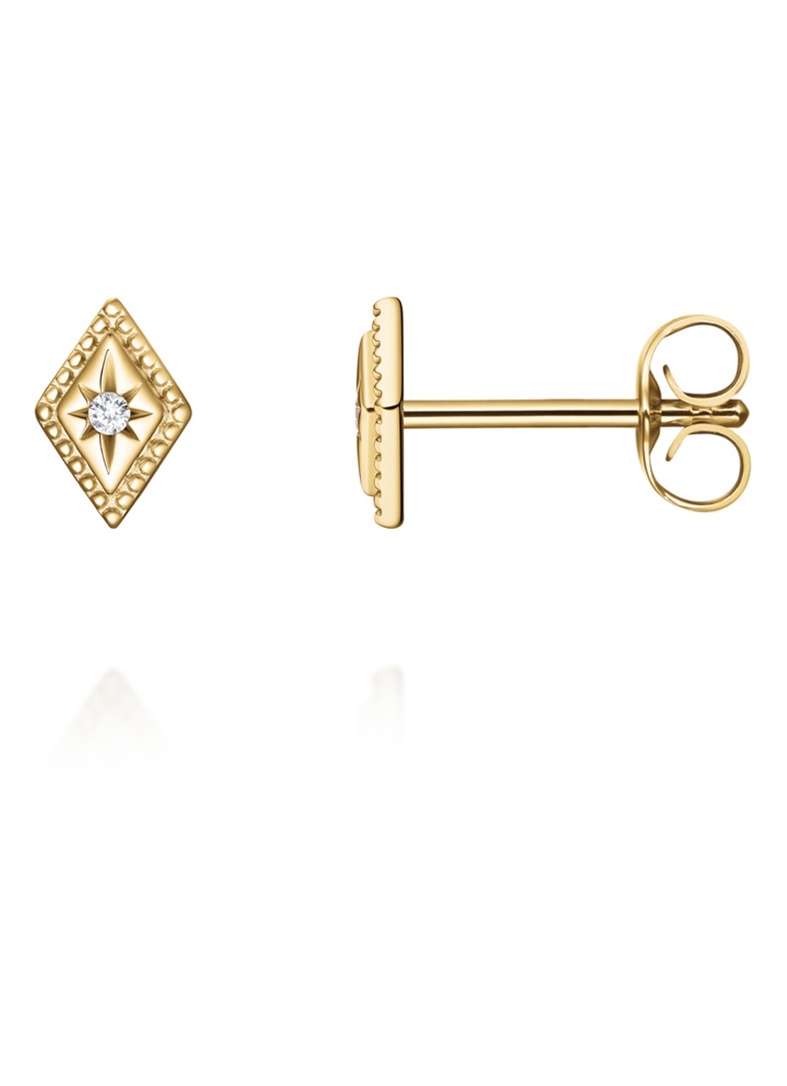 Rosefield Solitaire Star oorknopjes van 14 karaat geelgoud - detail goud