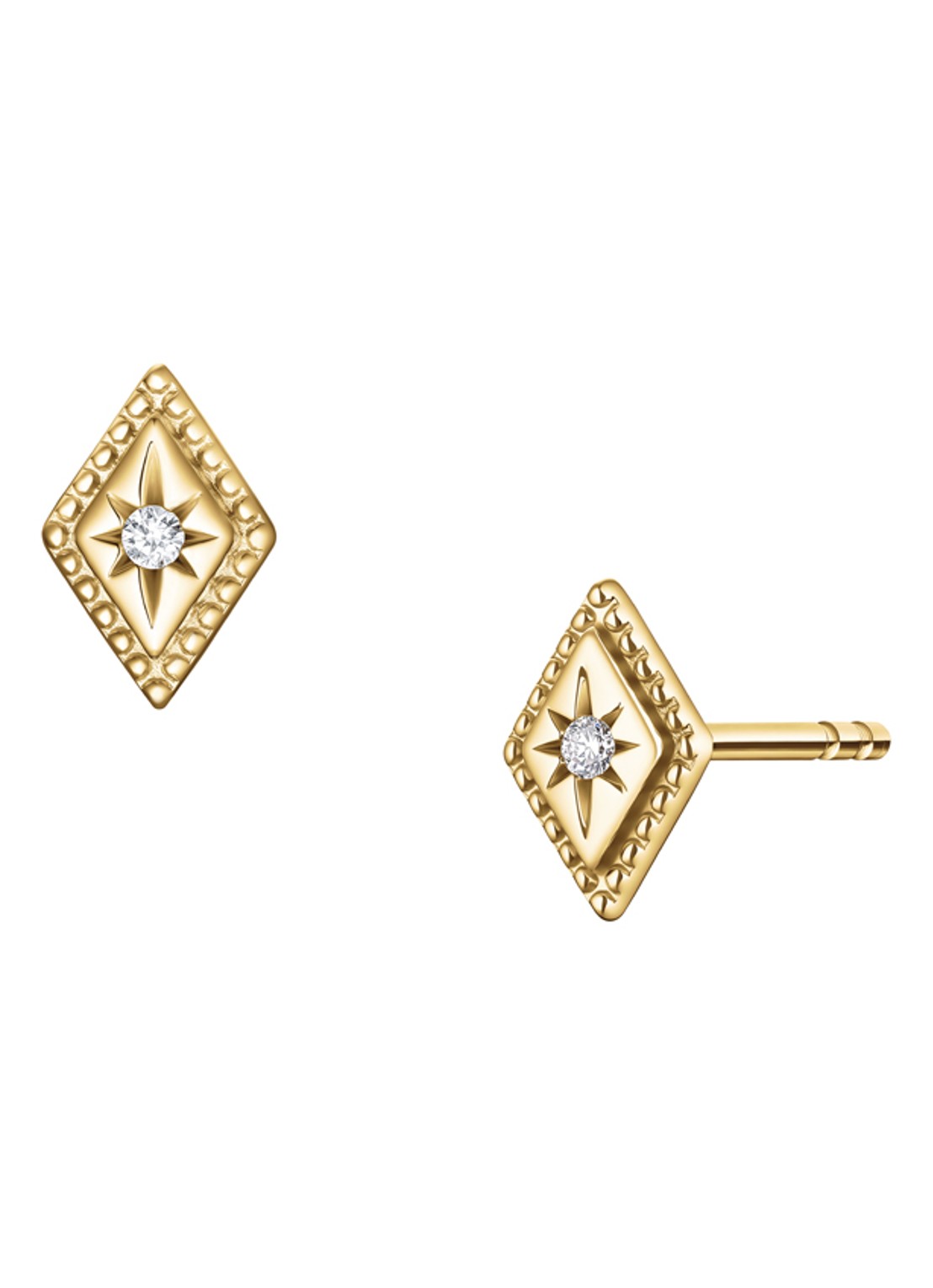 Rosefield Solitaire Star oorknopjes van 14 karaat geelgoud - voorkant 4 goud
