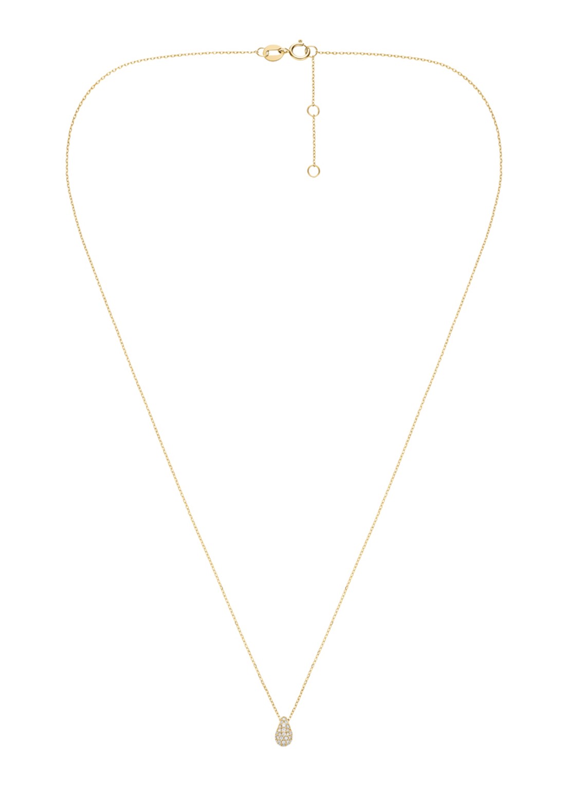 Rosefield Teardrop Pave ketting van 14 karaat geelgoud - detail 3 goud
