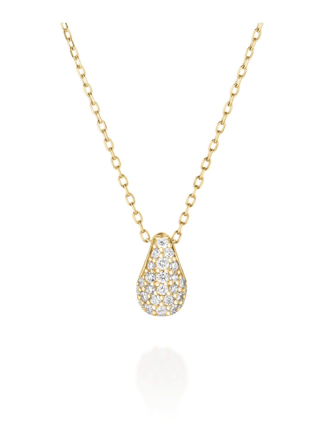 Rosefield Teardrop Pave ketting van 14 karaat geelgoud - voorkant goud