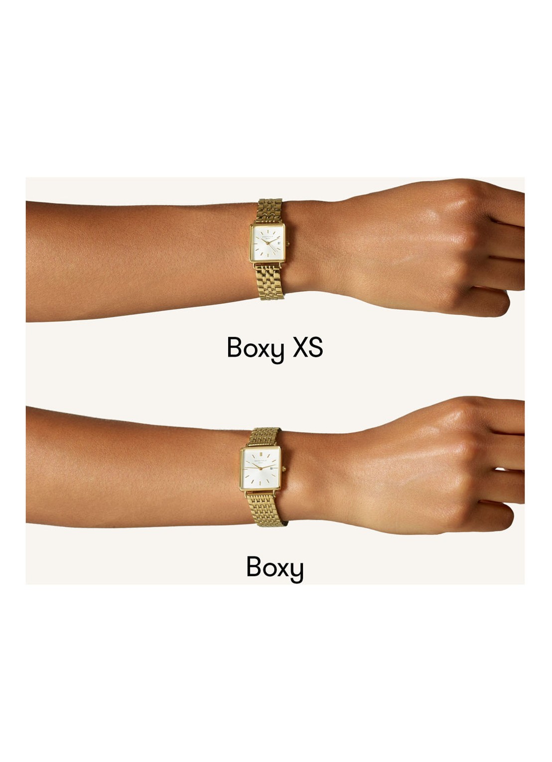 Rosefield The Boxy XS White Sunray Mesh Gold horloge QMWMG-Q039 - detail 3 goud