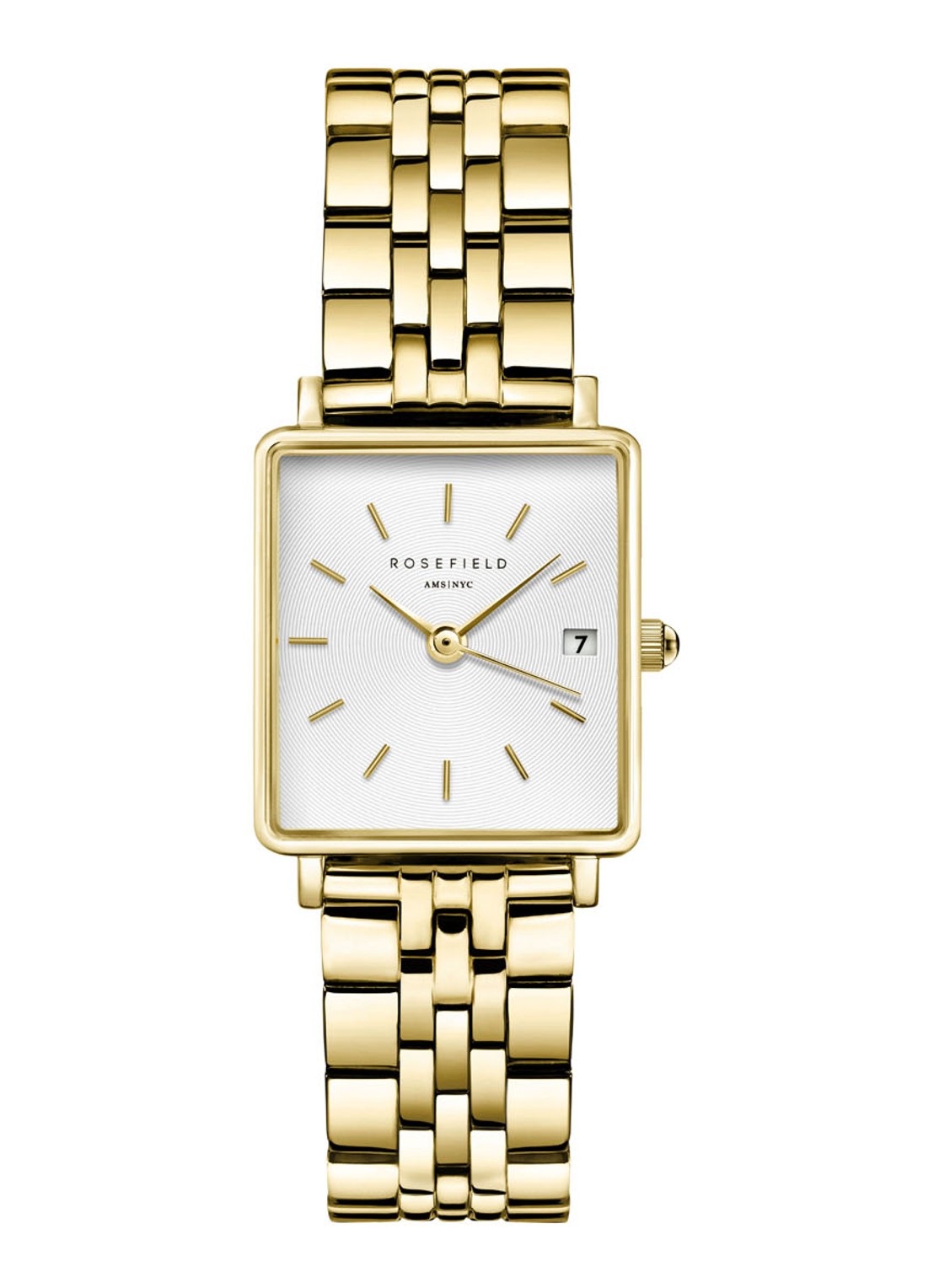 Rosefield The Mini Boxy horloge QMWSG-Q021 - voorkant 2 goud