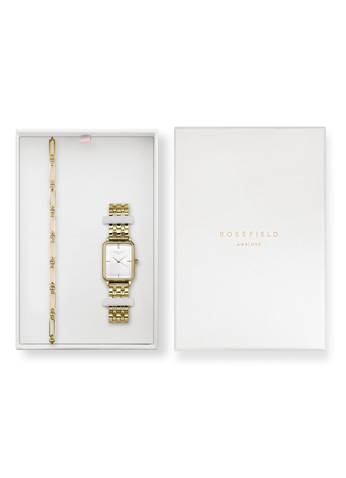 Rosefield The Octagon giftset horloge OWGSG-X269 - voorkant 2 goud