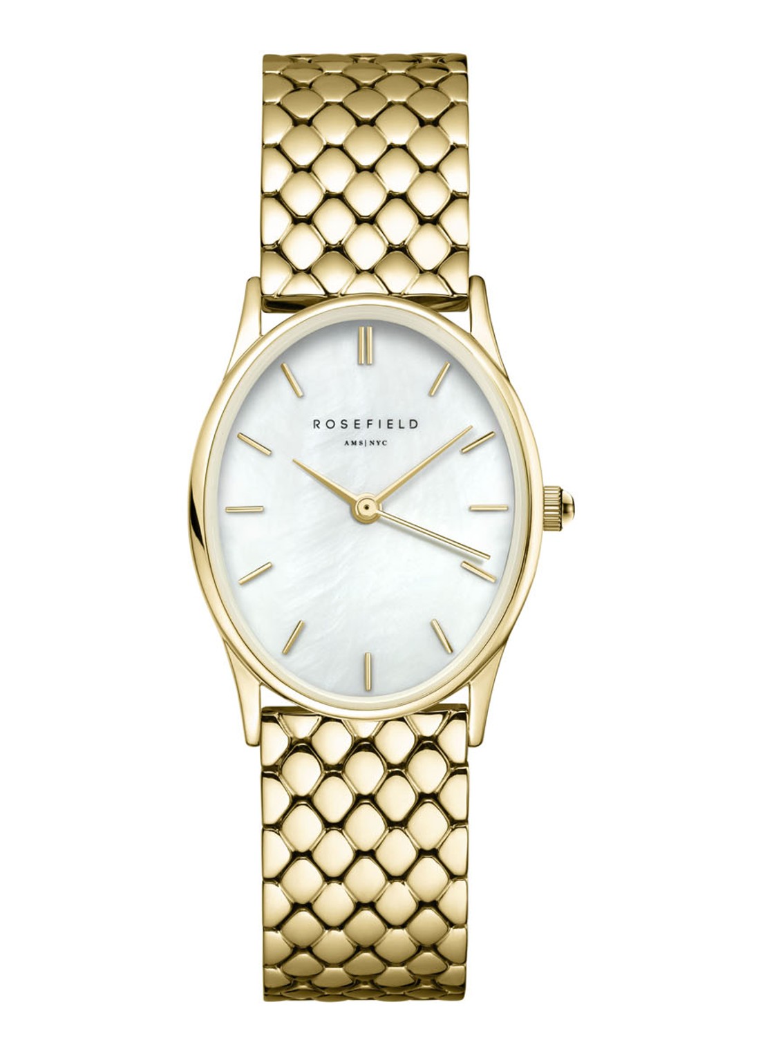 Rosefield The Oval horloge OWGSG-OV01 - voorkant goud