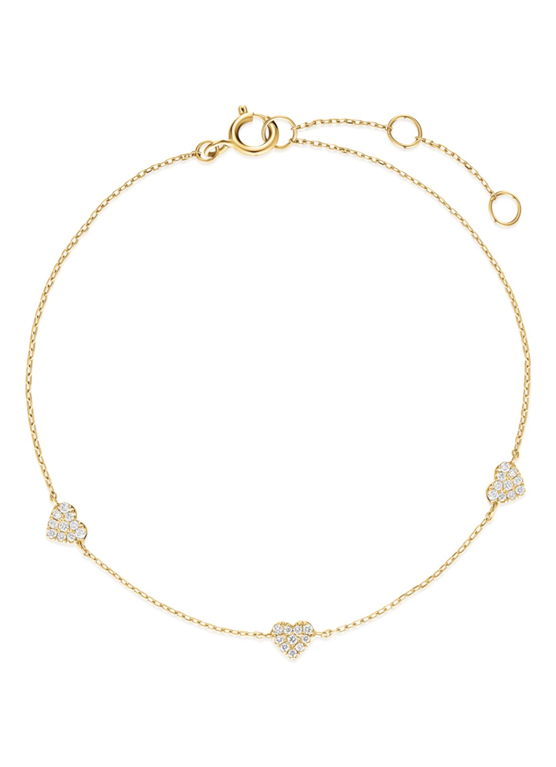 Rosefield Triple Heart Pave armband van 14 karaat geelgoud - detail 4 goud