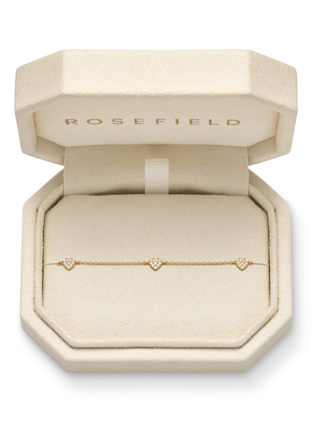 Rosefield Triple Heart Pave armband van 14 karaat geelgoud - detail 5 goud